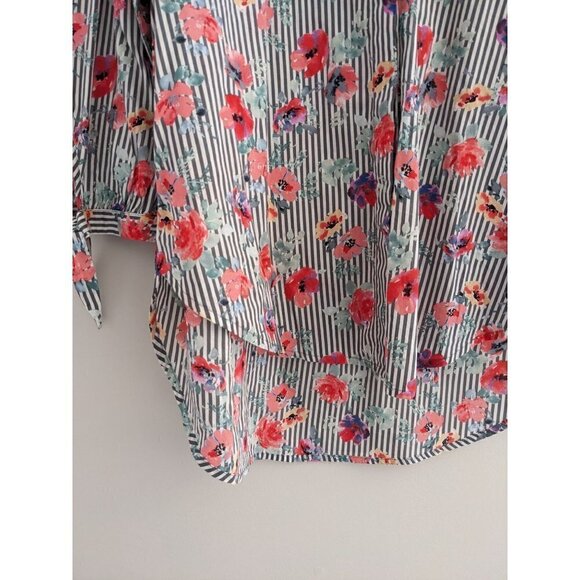 NWT Sanctuary Floral Striped Button Down Shirt Women's Size XS - Picture 4 of 9